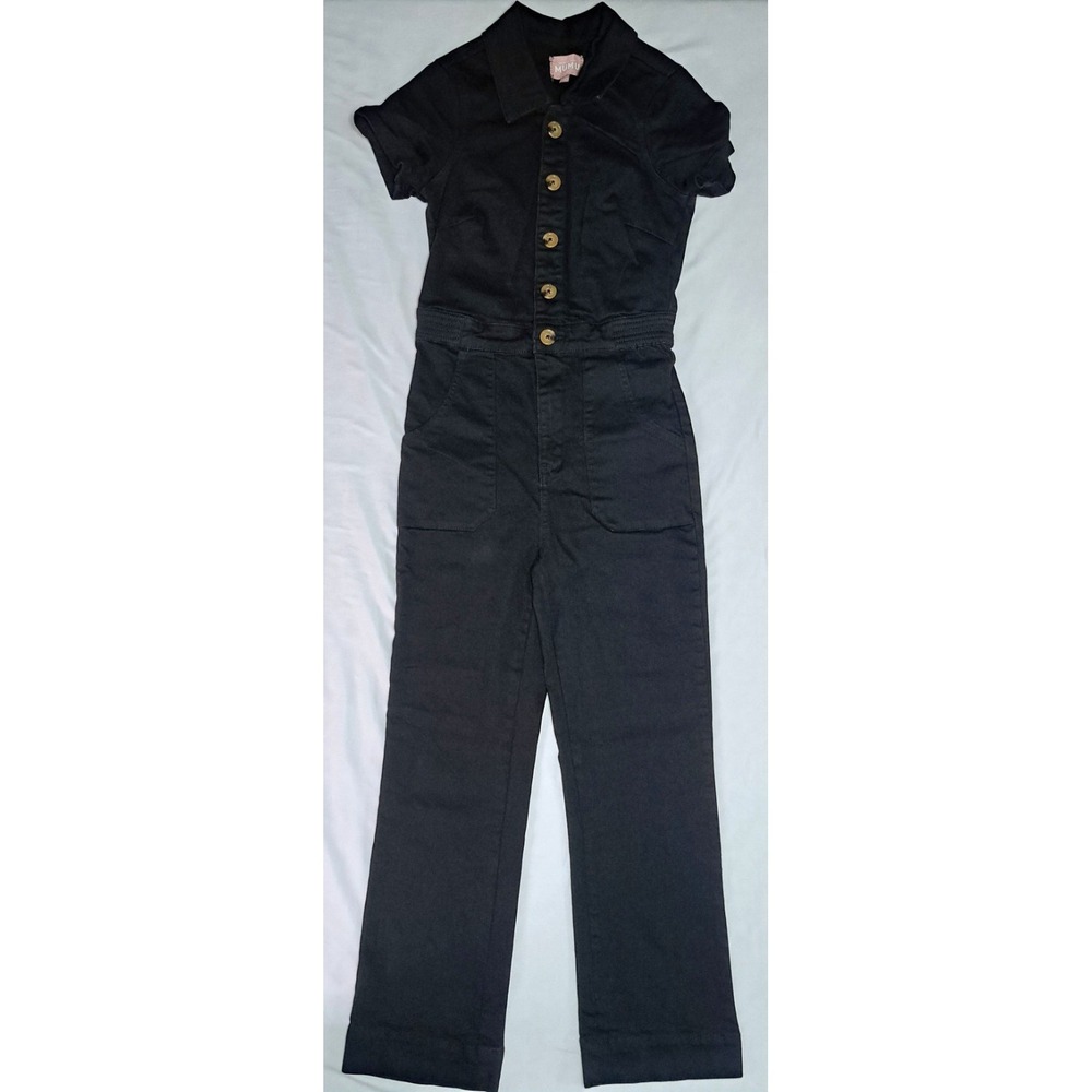Show Me Your‎ Mumu Pitch Black Emery Jumpsuit Sz S Street Biker Grunge Moto Rock